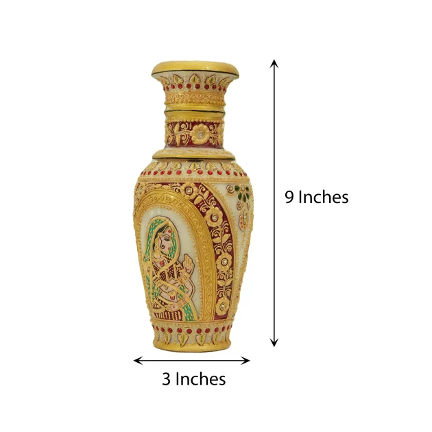 Be Kind Marble Flower Pot with Rajasthani meenakari art for Living Room & Home Decor