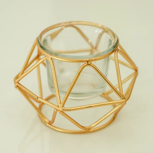 Be Kind Diamond Shape – Metal T light Candle Holder | Candle T Light Glass Stand for Decor Home & Office, Gift & Return Gift- 2.5 inch ( Golden)