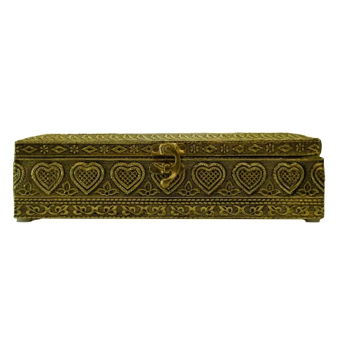 Be Kind Wooden Jewellery Box | Oxidised Jewellery Box for Marriage, Anniversary, Multi Purpose,Gift & Return Gift (Golden)- 9 inch