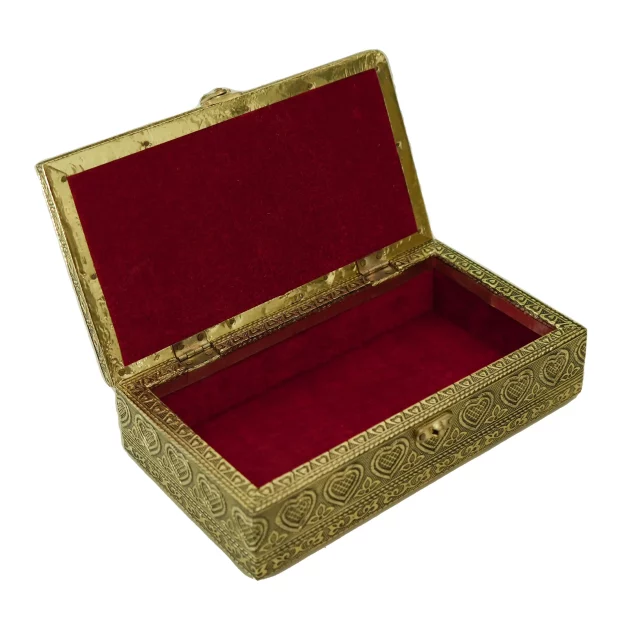 Be Kind Wooden Jewellery Box | Oxidised Jewellery Box for Marriage, Anniversary, Multi Purpose,Gift & Return Gift (Golden)- 9 inch