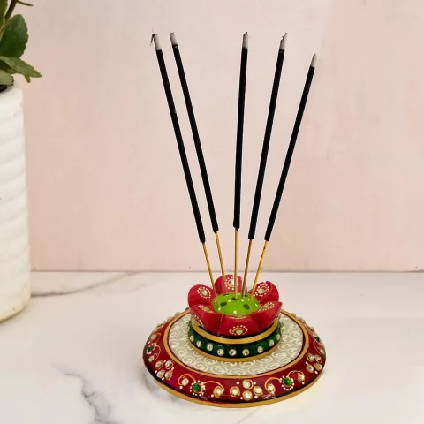 Be Kind Handicraft Marble Agarbatti Stand | Multicolor Incense Stick Stand for Pooja, Home & Office Decor | Aromatic Experience- 4 inch