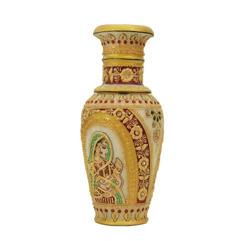 Be Kind Marble Flower Pot with Rajasthani meenakari art for Living Room & Home Decor
