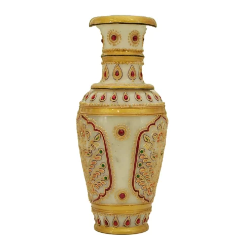 Be Kind Handcrafted Marble Flower Vase Pot with artistic appearance for Living Room & Home Decor
