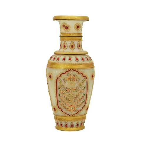 Be Kind Handcrafted Marble Flower Vase Pot with artistic appearance for Living Room & Home Decor