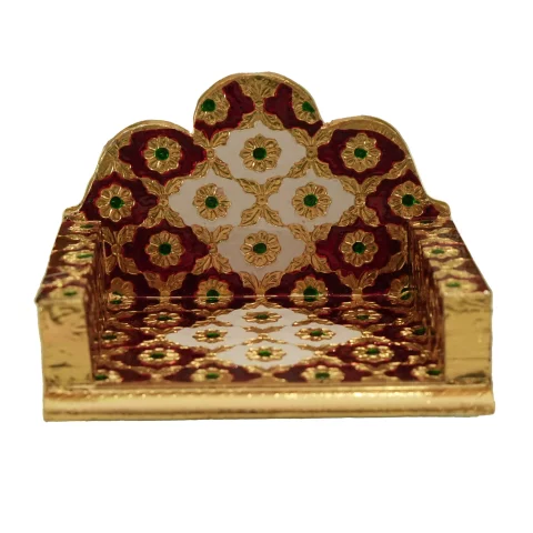 Be Kind Handicraft Wooden Meenakari Singhasan for Laddu Gopal ji | Kanha ji Singhasan for Pooja Mandir (Multicolor)-6 inch