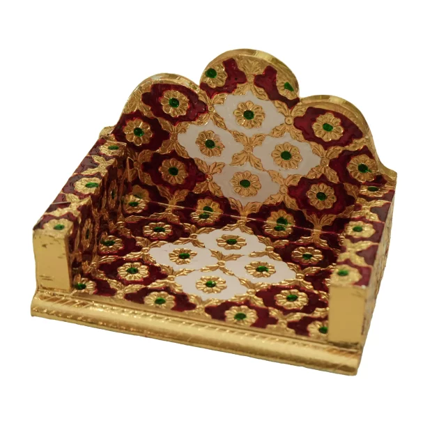 Be Kind Handicraft Wooden Meenakari Singhasan for Laddu Gopal ji | Kanha ji Singhasan for Pooja Mandir (Multicolor)-6 inch